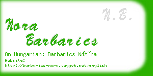 nora barbarics business card